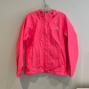 Hot pink North Face rain coat